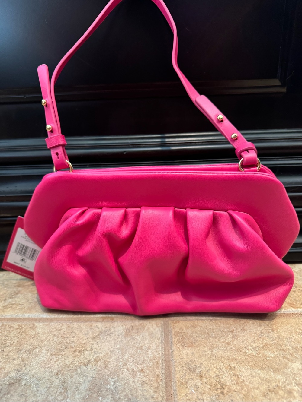 NWT Vince Camuto Hot Pink Ruched Shoulder Bag/Clutch